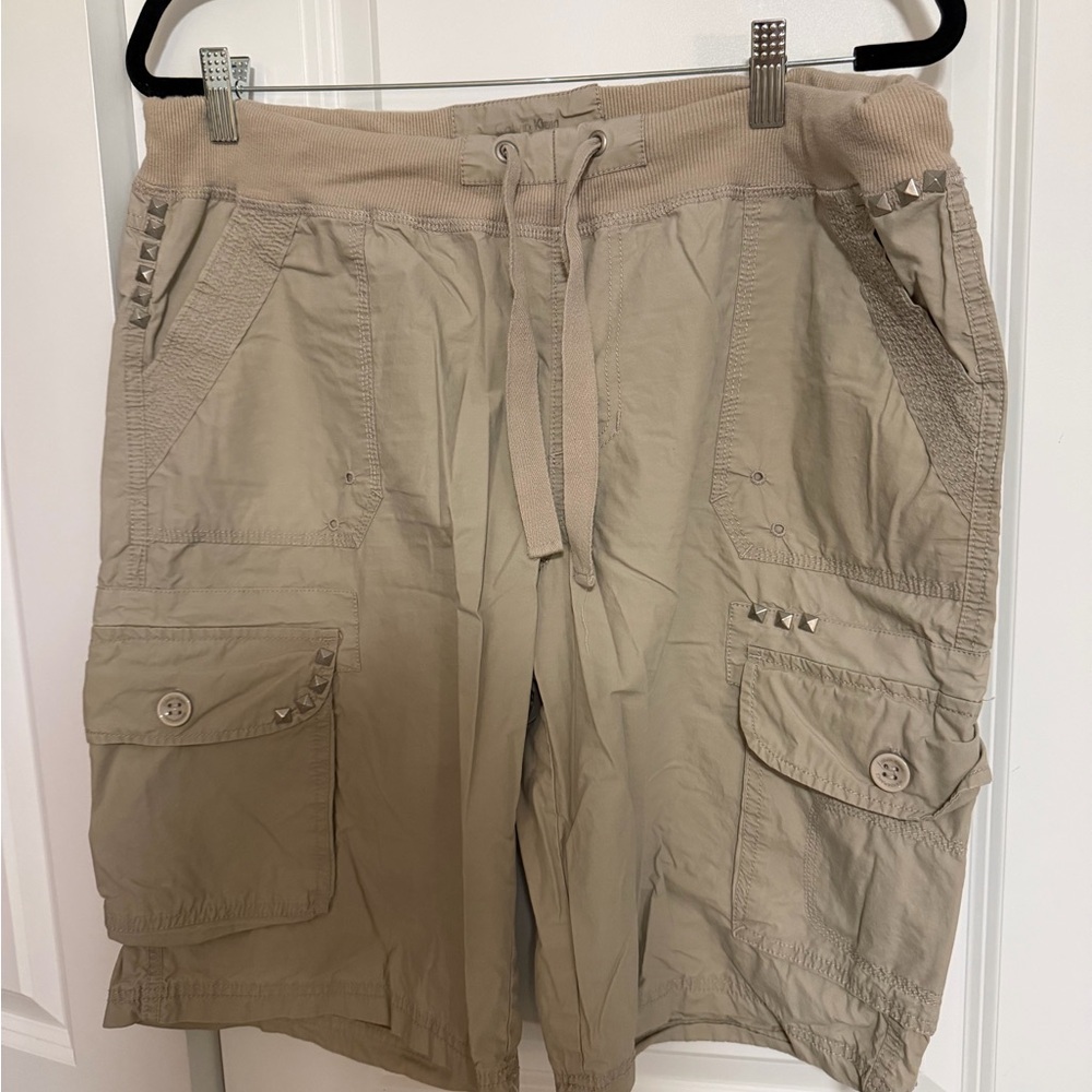 Calvin Klein Beige Cargo Shorts with Stud Accents L